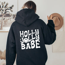 Load image into Gallery viewer, Holly Jolly Babe - trending sweatshirt- trending hoodie- Hippie Hoodie - Sale Hoodie - Gift for Teen - Cute Oversize Hoodie- Retro Hoodie
