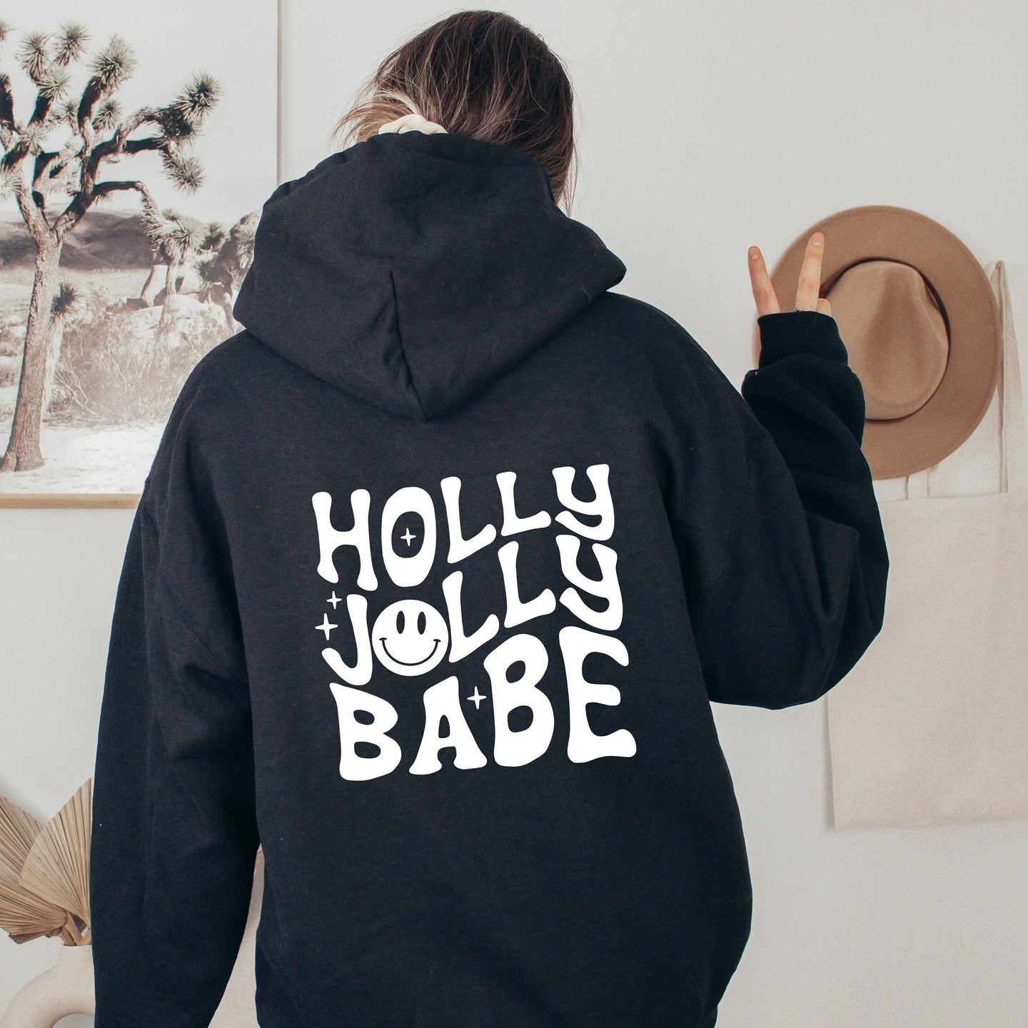 Holly Jolly Babe - trending sweatshirt- trending hoodie- Hippie Hoodie - Sale Hoodie - Gift for Teen - Cute Oversize Hoodie- Retro Hoodie