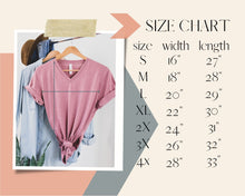 Load image into Gallery viewer, the size chart for a women&#39;s t - shirt
