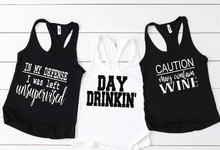 Load image into Gallery viewer, Alcohol Sayings Tank Tops
