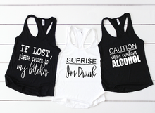 Load image into Gallery viewer, Alcohol Sayings Tank Tops
