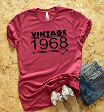 Load image into Gallery viewer, Birthday Shirt - Vintage Shirt - 50th Birthday Shirt - Cute Birthday Shirt - Fifty Shirt - Vintage 1968 - Shirt for her birthday - Custom
